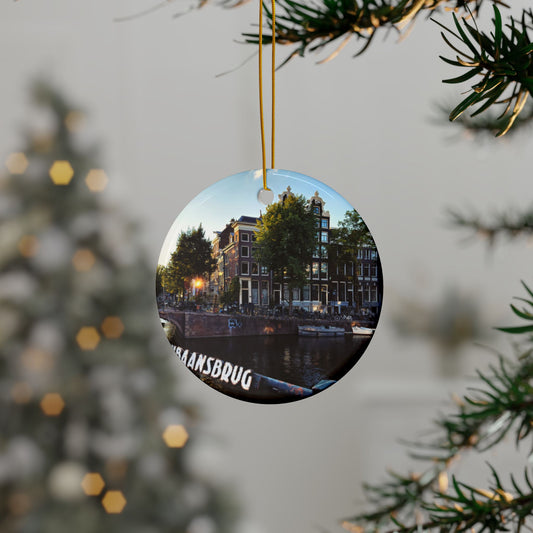 Amsterdam Canal View Sunset - Double-sided Ceramic Ornaments