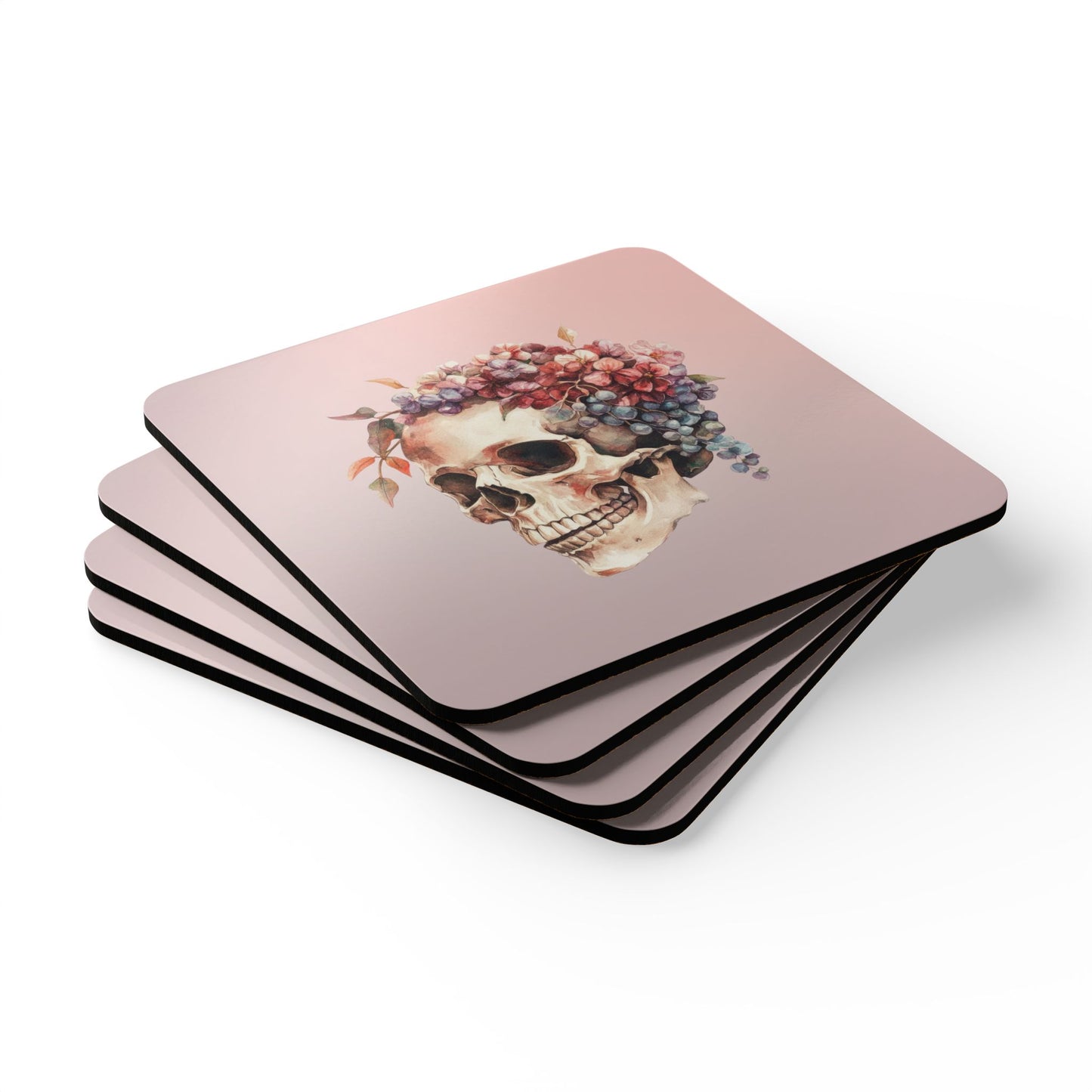 Floral Skull - Cork Coaster (Set of 4)