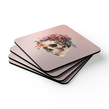 Floral Skull - Cork Coaster (Set of 4)