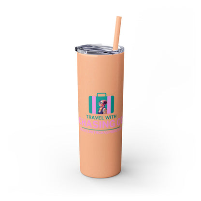 Travel with Chasing Oz Skinny Tumbler with Straw, 20oz