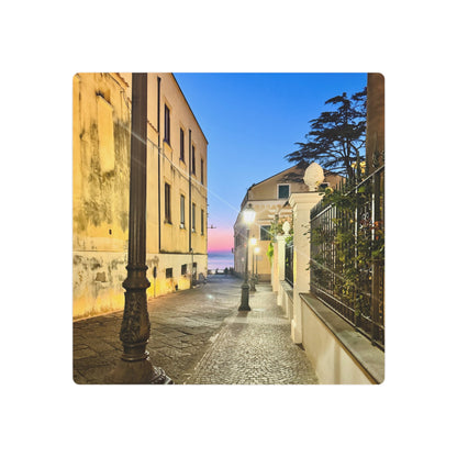 Amalfi Coast Nights Sunset Coastal Alley - Metal Art Sign