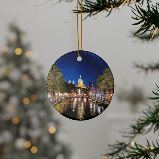 Amsterdam at Night by Chasing Oz - Ceramic Ornaments