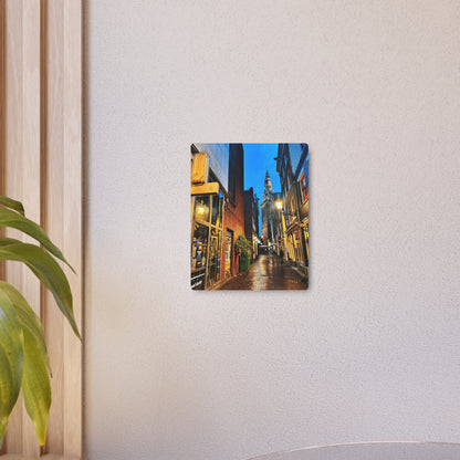 Amsterdam Alley Nightscape - Metal Art Sign
