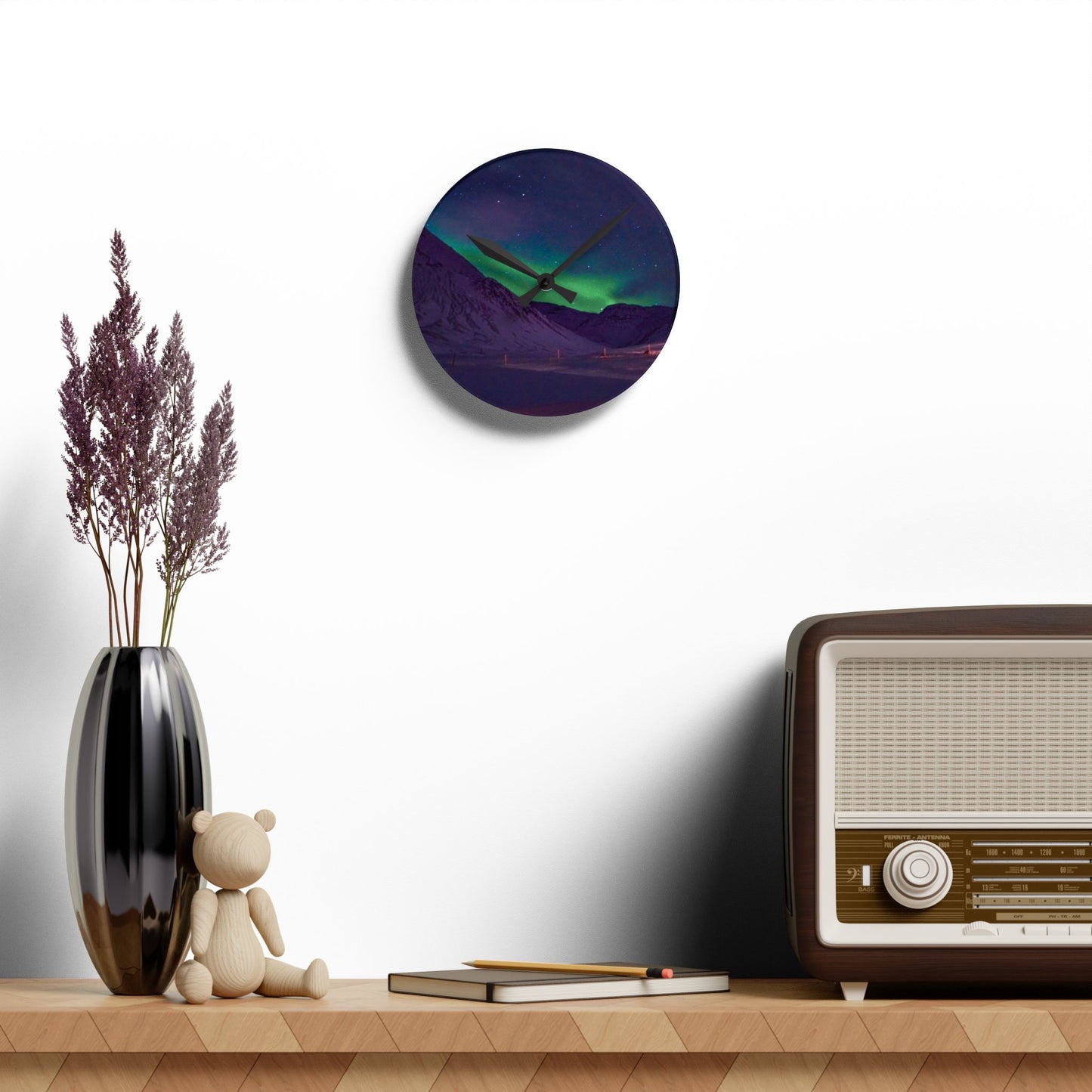 Chasing Oz Art - Northern Lights Acrylic Wall Clock