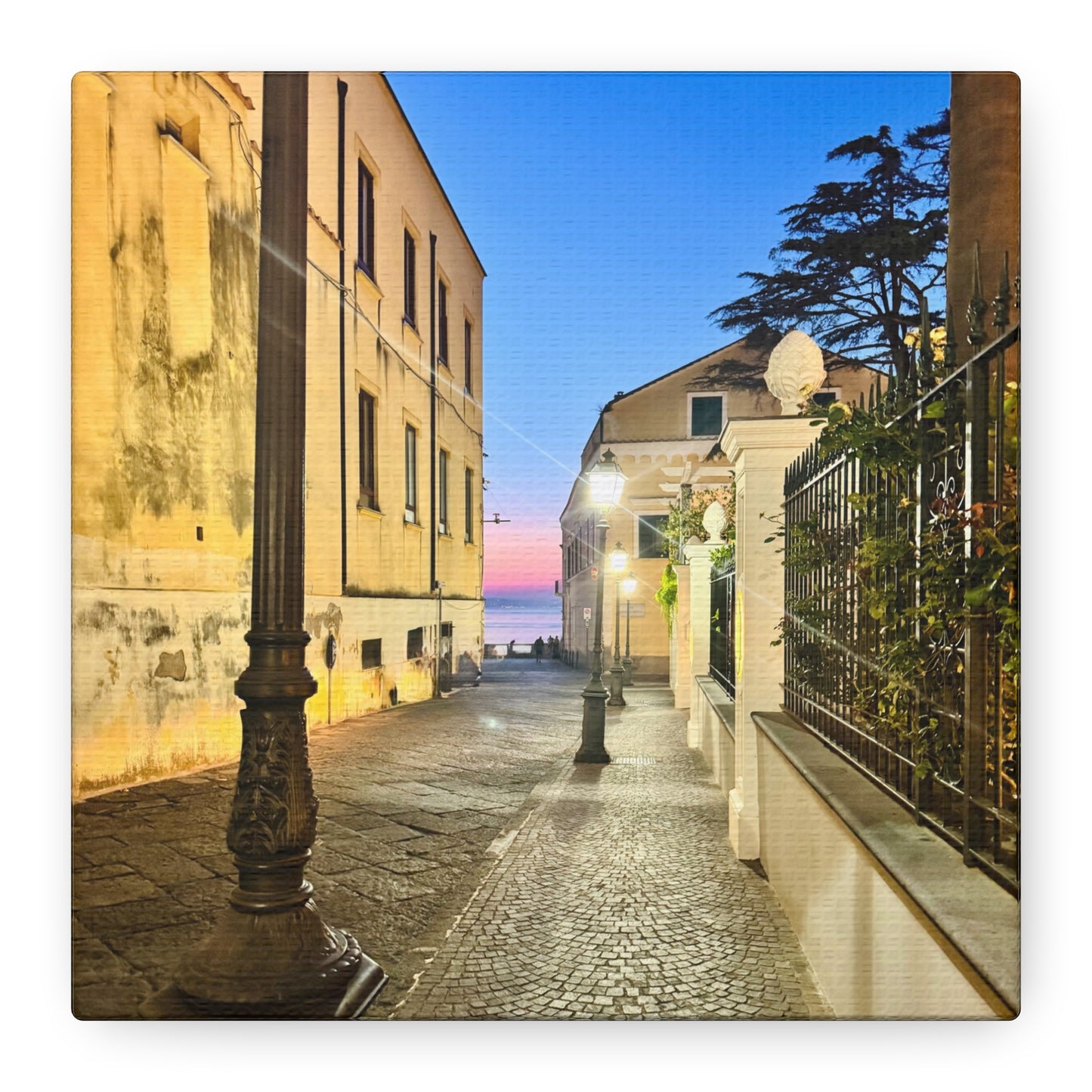 Amalfi Coast Nights Sunset Coastal Alley - Matte Canvas Print (1.25")