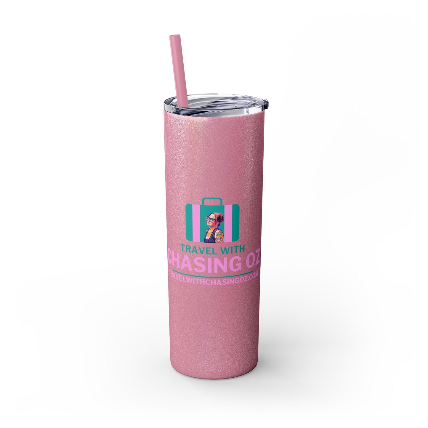 Travel with Chasing Oz Skinny Tumbler with Straw, 20oz