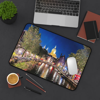 Amsterdam Canal at Night - Desk Mat