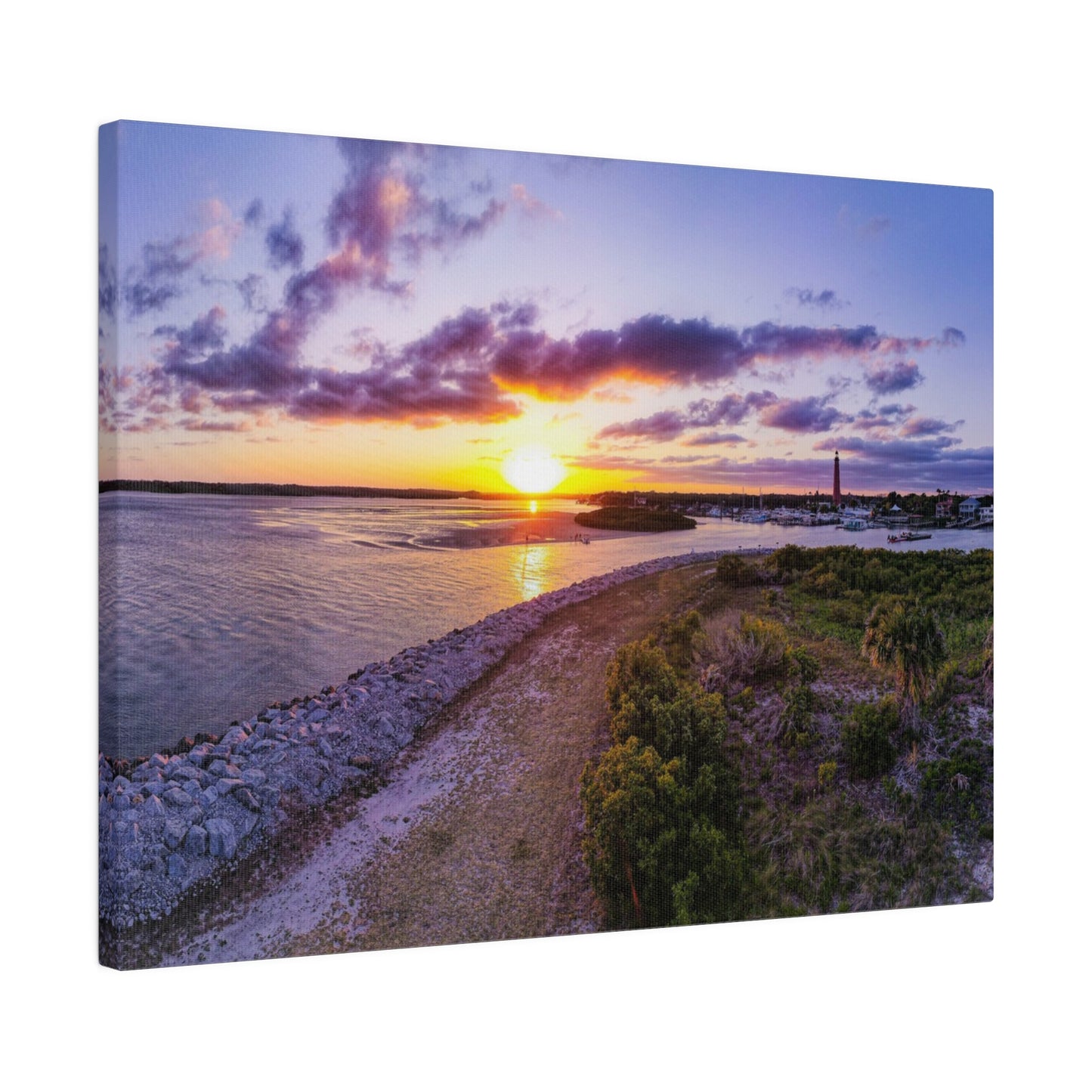 Chasing Oz Art Ponce Inlet Sunset Matte Canvas Stretched - 0.75"