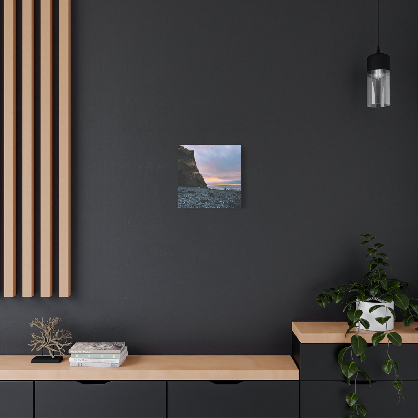 Black Sand Beach Sunrise - Stretched Matte Canvas (1.25")