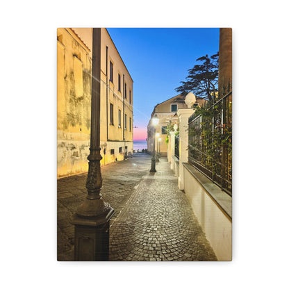 Amalfi Coast Nights Sunset Coastal Alley - Matte Canvas Print (1.25")