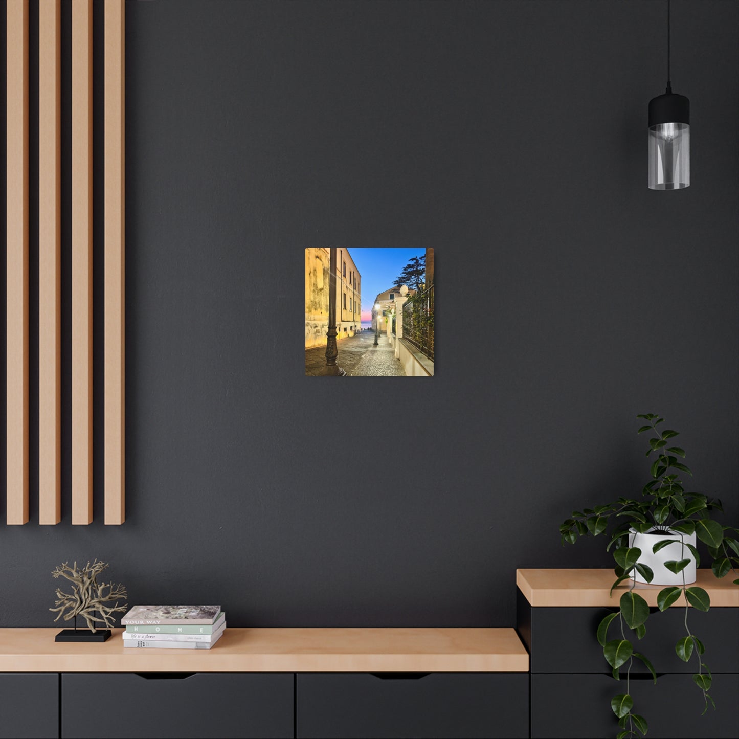 Amalfi Coast Nights Sunset Coastal Alley - Metal Art Sign