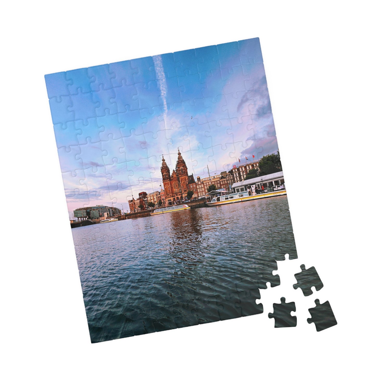 Amsterdam Central Station Canal Sunset -  Jigsaw Puzzle