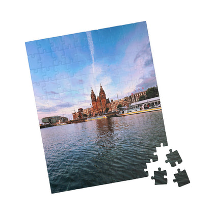 Amsterdam Central Station Canal Sunset -  Jigsaw Puzzle