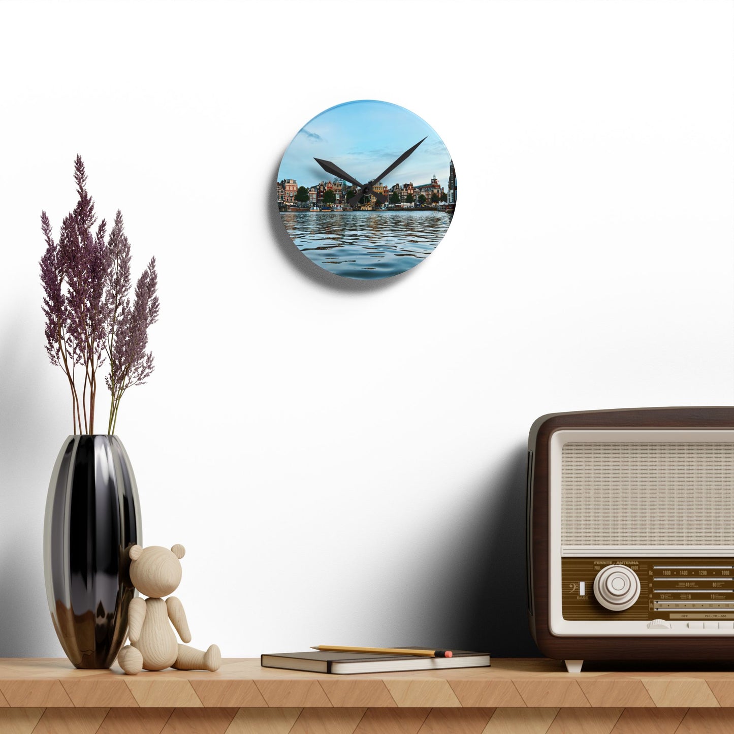 Amsterdam Canal Twilight - Acrylic Wall Clock