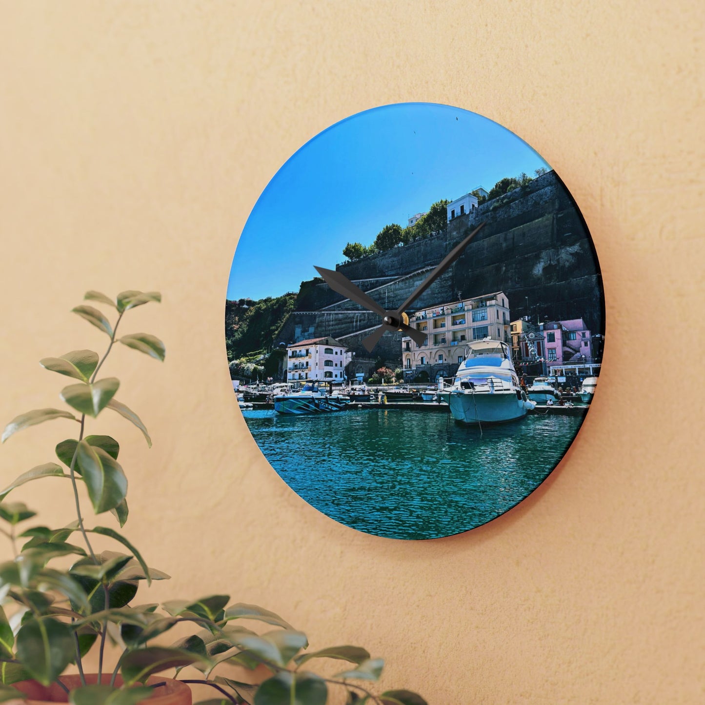 Capri Harbor - Acrylic Wall Clock