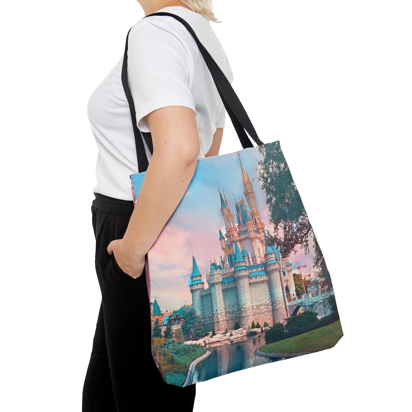 Chasing Oz Art Pastel Castle & Spaceship Earth - Reusable Tote