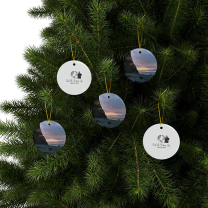 Black Sand Beach Sunrise Iceland - Ceramic Double-Sided Ornament