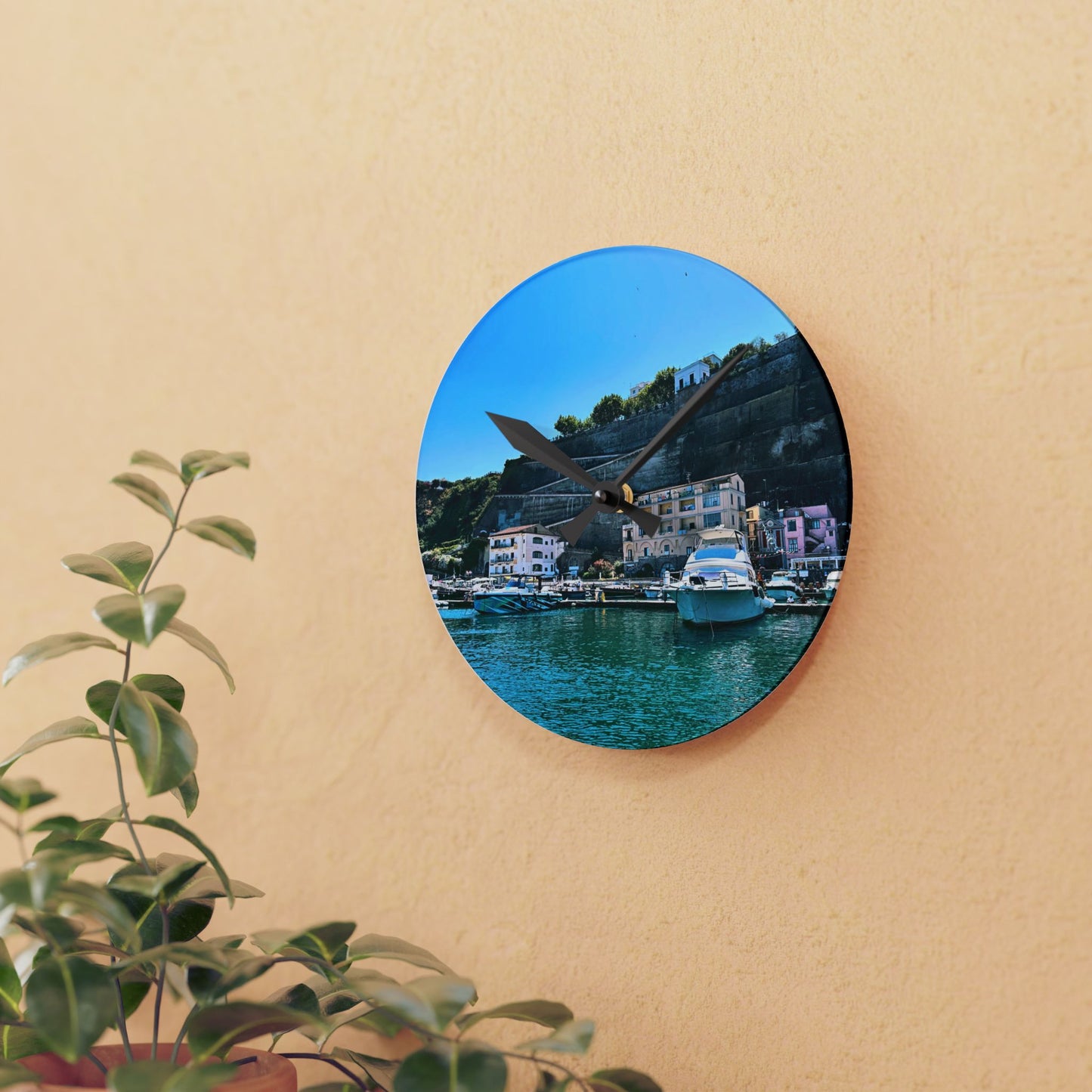 Capri Harbor - Acrylic Wall Clock