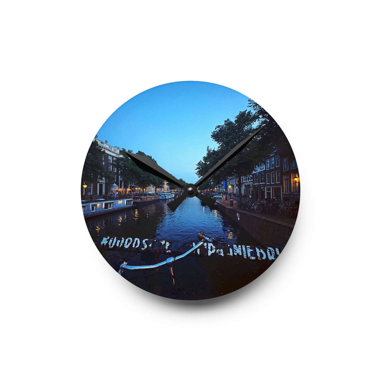 Canal Nights Amsterdam - Acrylic Wall Clock