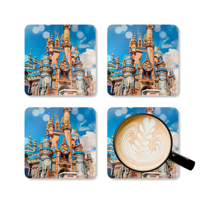 Chasing Oz Art Cinderella Castle 50th Anniversary - Corkwood Coaster Set of 4