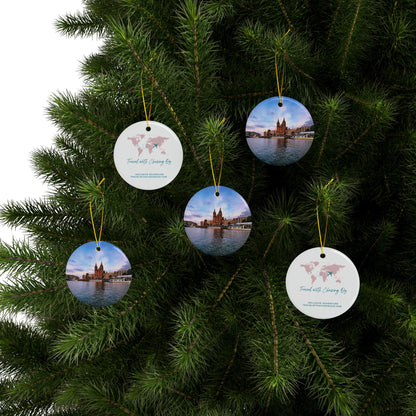 Amsterdam Central Station at Sunset by Chasing Oz - Double-sided Ceramic Ornaments