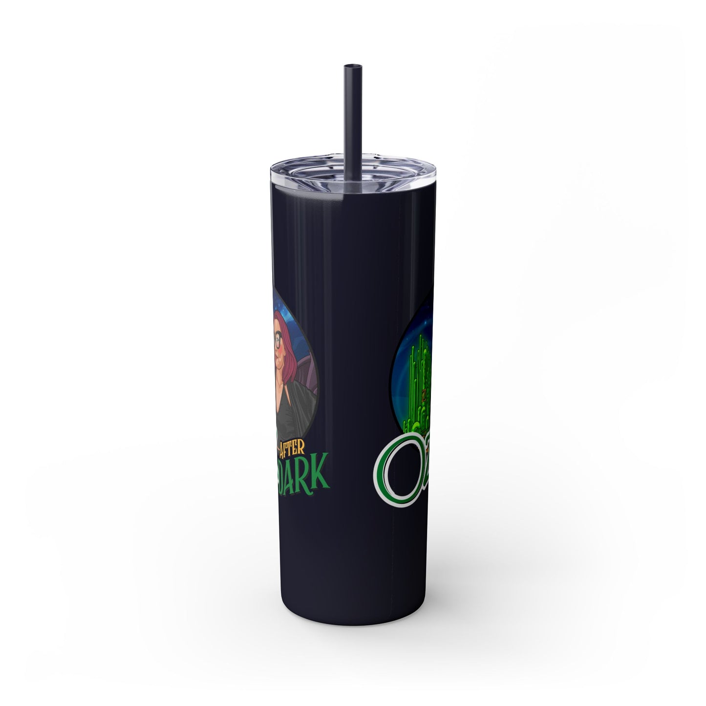 Oz After Dark Podcast Skinny Tumbler with Straw -20oz