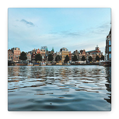 Amsterdam Central Station Canal View - Matte Stretched Canvas (1.25")