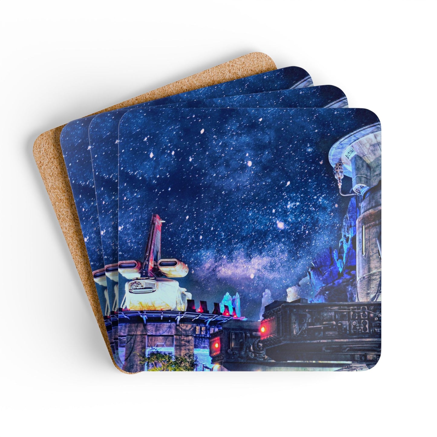 Chasing Oz Art Batuu Night Corkwood Coaster Set of 4