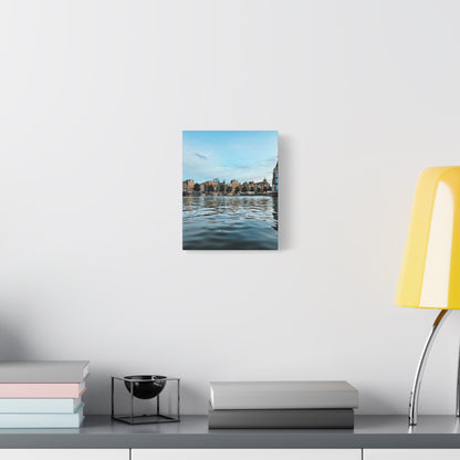 Amsterdam Central Station Canal View - Matte Stretched Canvas (1.25")