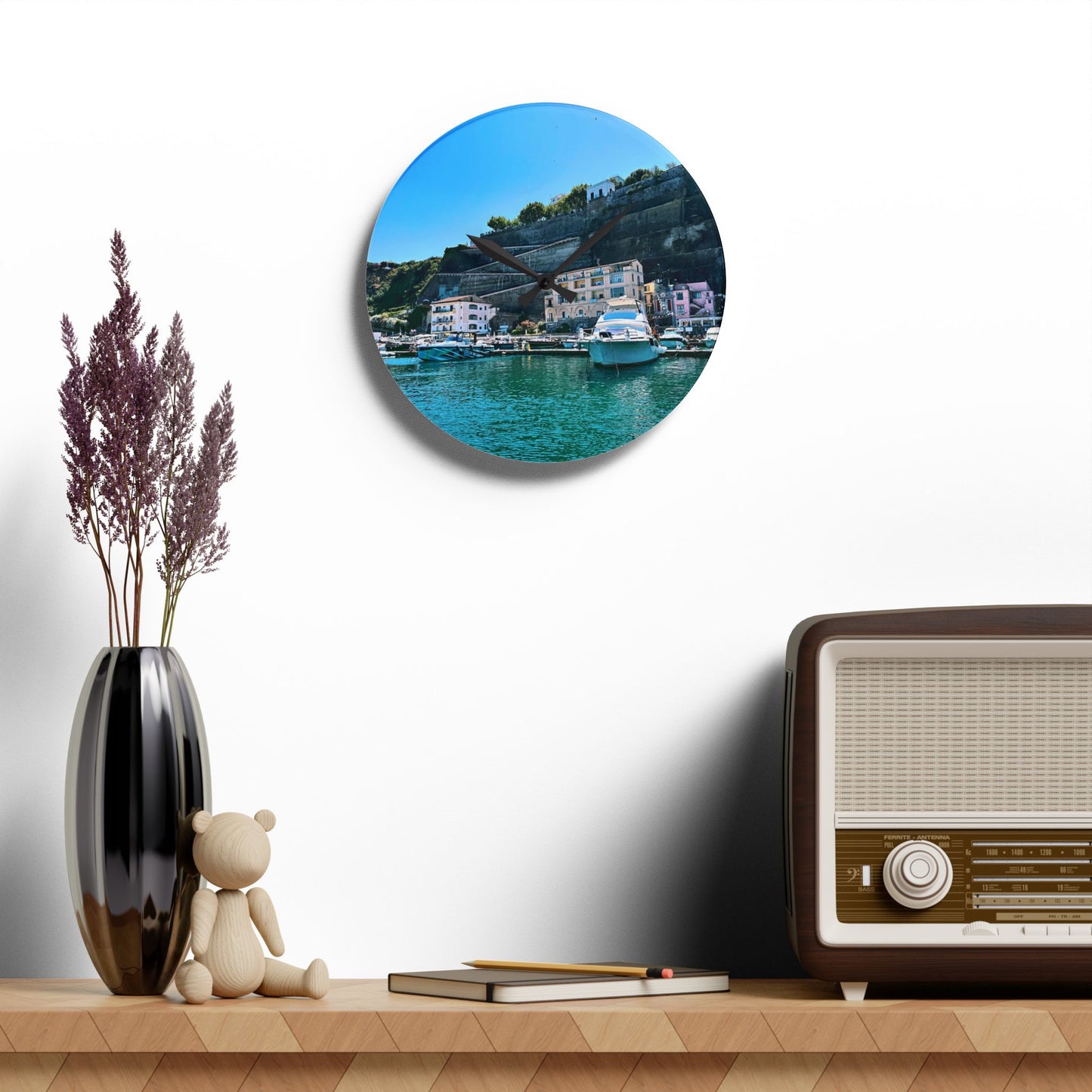 Capri Harbor - Acrylic Wall Clock