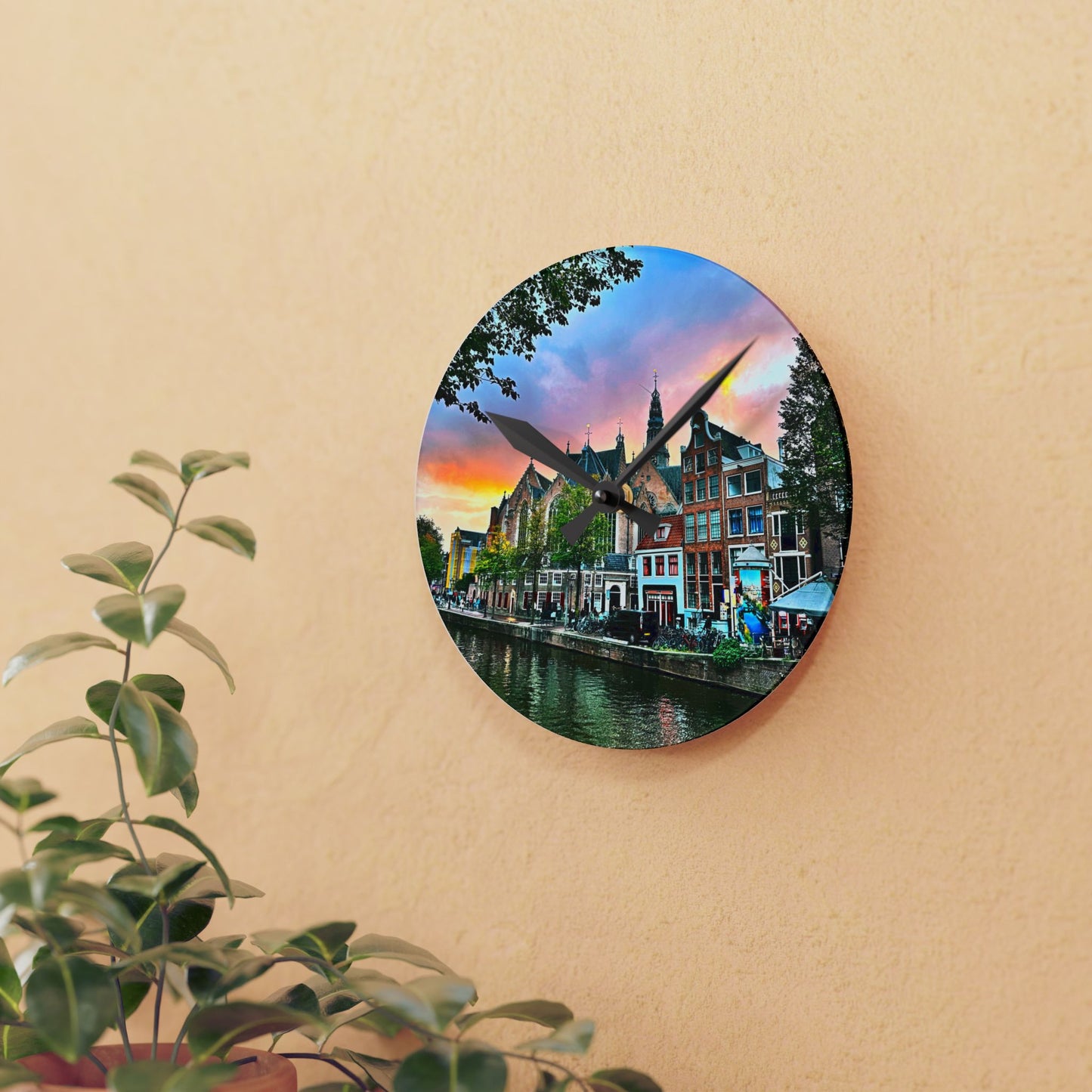 Wall Clock - Amsterdam Sunset Photography by Chasing Oz
