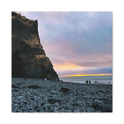 Black Sand Beach Sunrise - Stretched Matte Canvas (1.25")