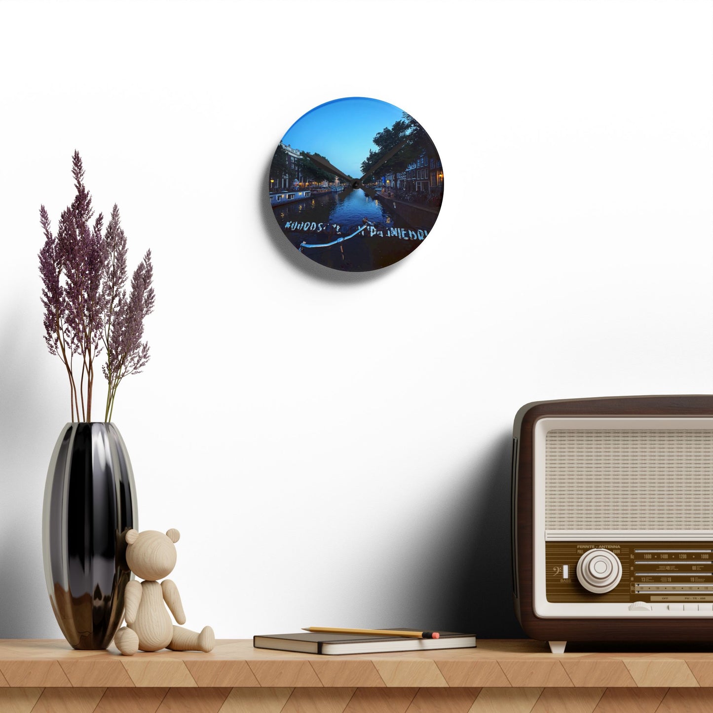 Canal Nights Amsterdam - Acrylic Wall Clock