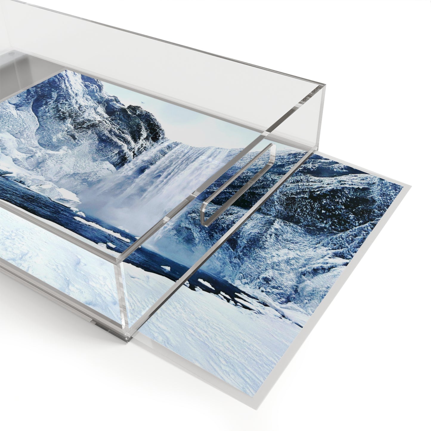 Chasing Oz Art Iceland Frozen Waterfall Acrylic Serving Tray