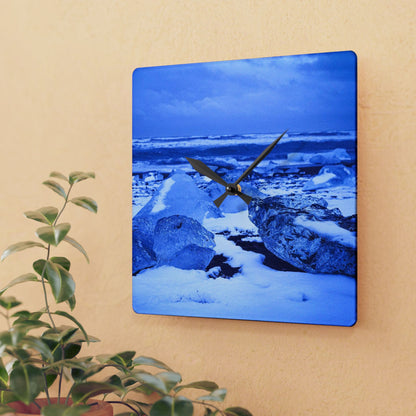 Chasing Oz Art Diamond Beach Iceland Acrylic Wall Clock