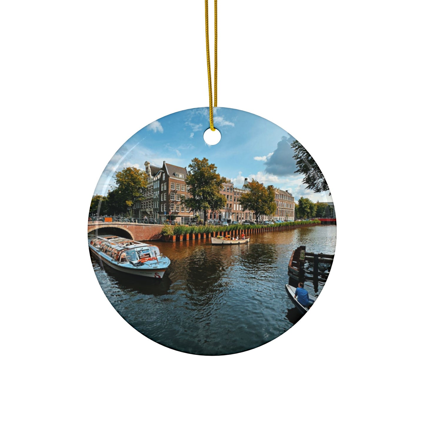 Amsterdam Boats by Chasing Oz - Double-sided Ceramic Ornaments
