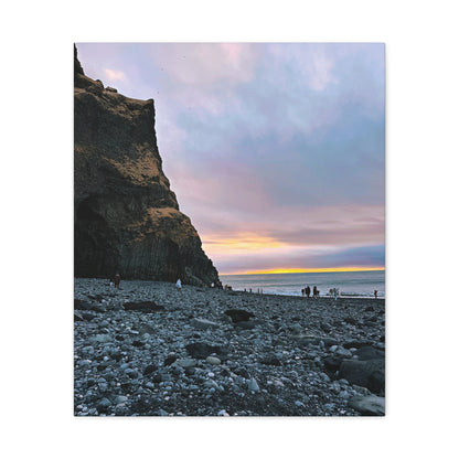 Black Sand Beach Sunrise - Stretched Matte Canvas (1.25")