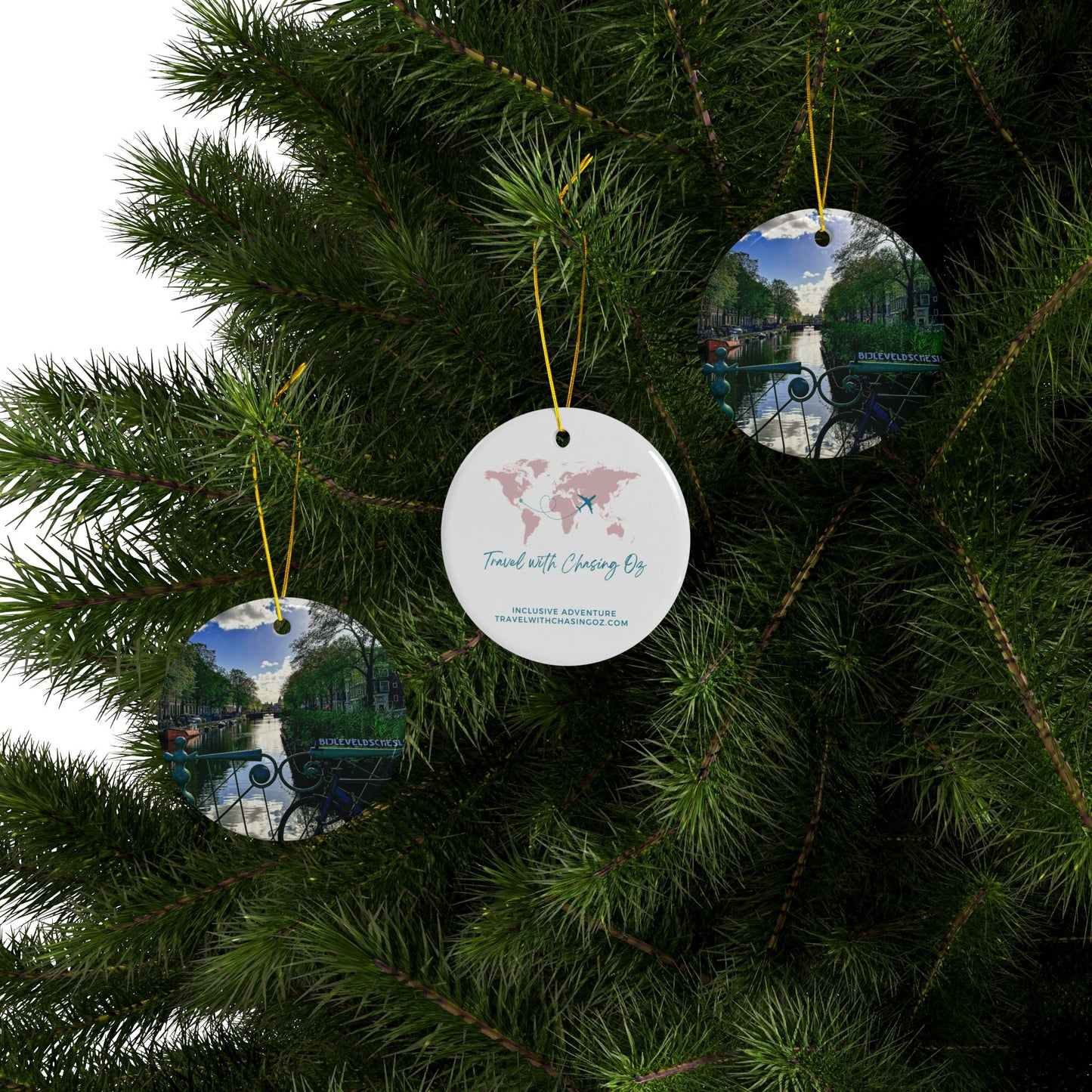 Amsterdam Bike Views by Chasing Oz - Double-sided Ceramic Ornaments