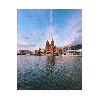 Amsterdam Central Station Canal Sunset -  Jigsaw Puzzle