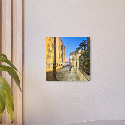 Amalfi Coast Nights Sunset Coastal Alley - Metal Art Sign