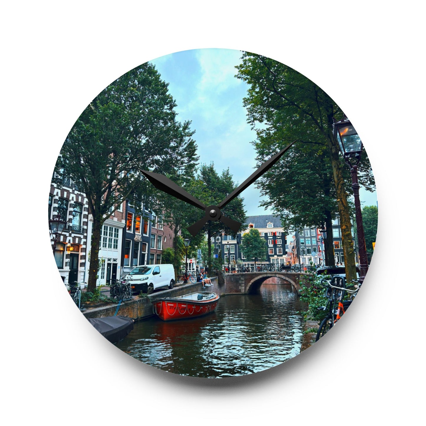 Above the Bridge Amsterdam - Acrylic Wall Clock
