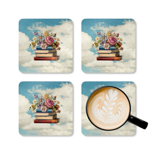 Booknerd Floral Vintage - Cork Coaster (Set of 4)