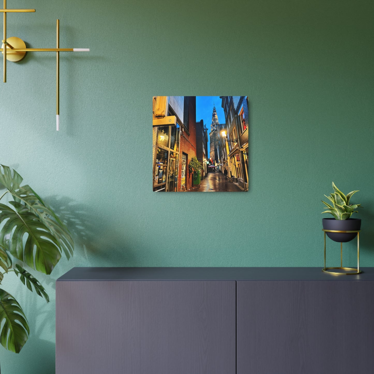 Amsterdam Alley Nightscape - Metal Art Sign