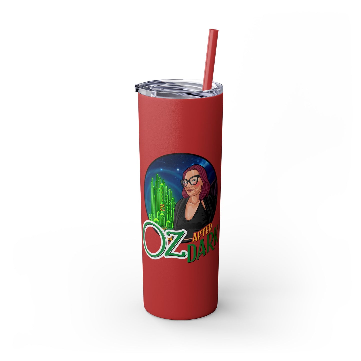 Oz After Dark Podcast Skinny Tumbler with Straw -20oz