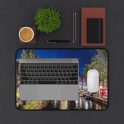 Amsterdam Canal at Night - Desk Mat