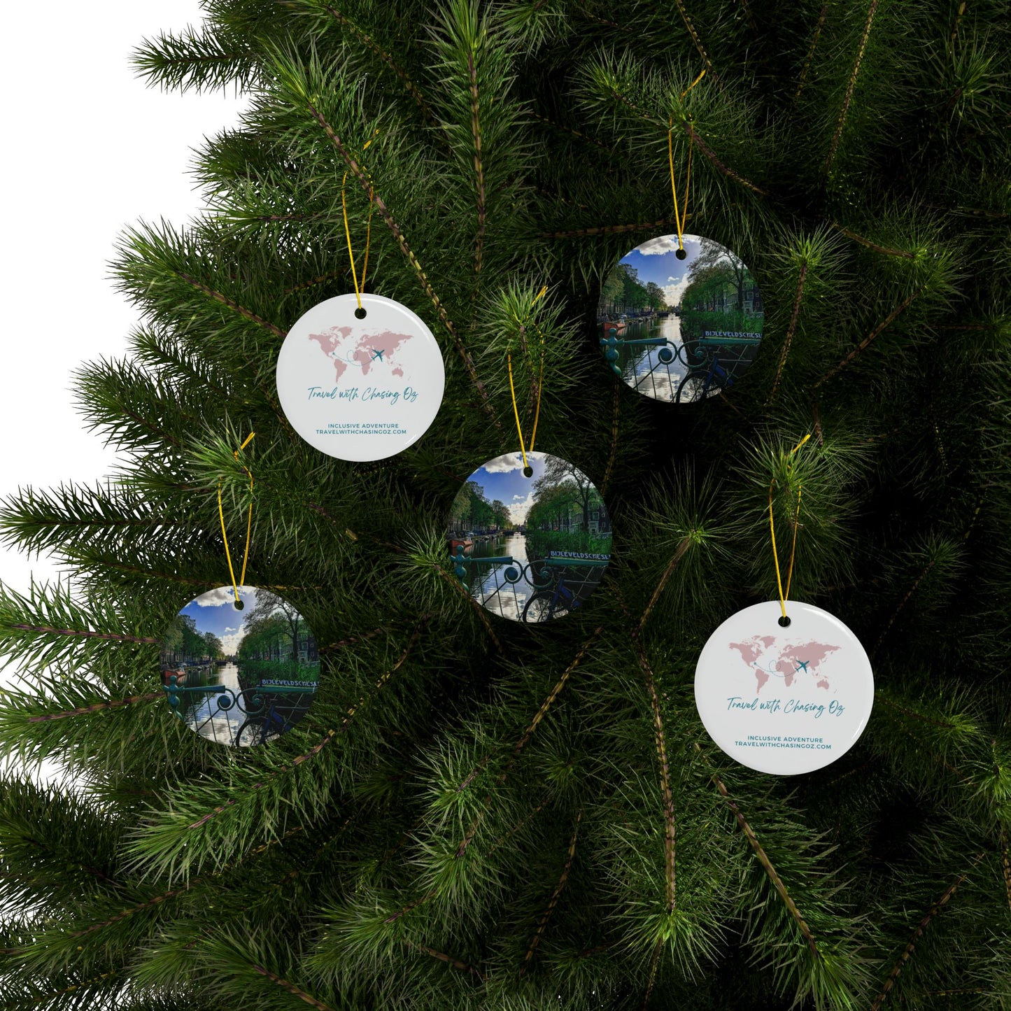 Amsterdam Bike Views by Chasing Oz - Double-sided Ceramic Ornaments
