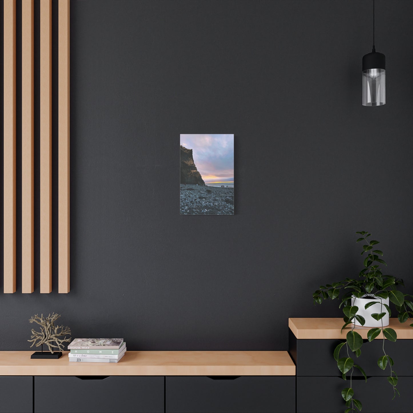 Black Sand Beach Sunrise - Stretched Matte Canvas (1.25")
