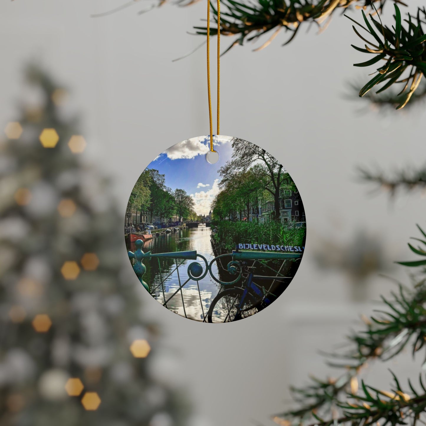 Amsterdam Bike Views by Chasing Oz - Double-sided Ceramic Ornaments