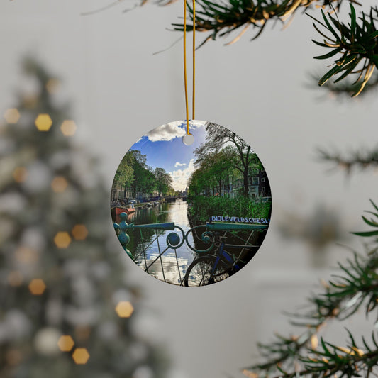 Amsterdam Bike Views by Chasing Oz - Double-sided Ceramic Ornaments
