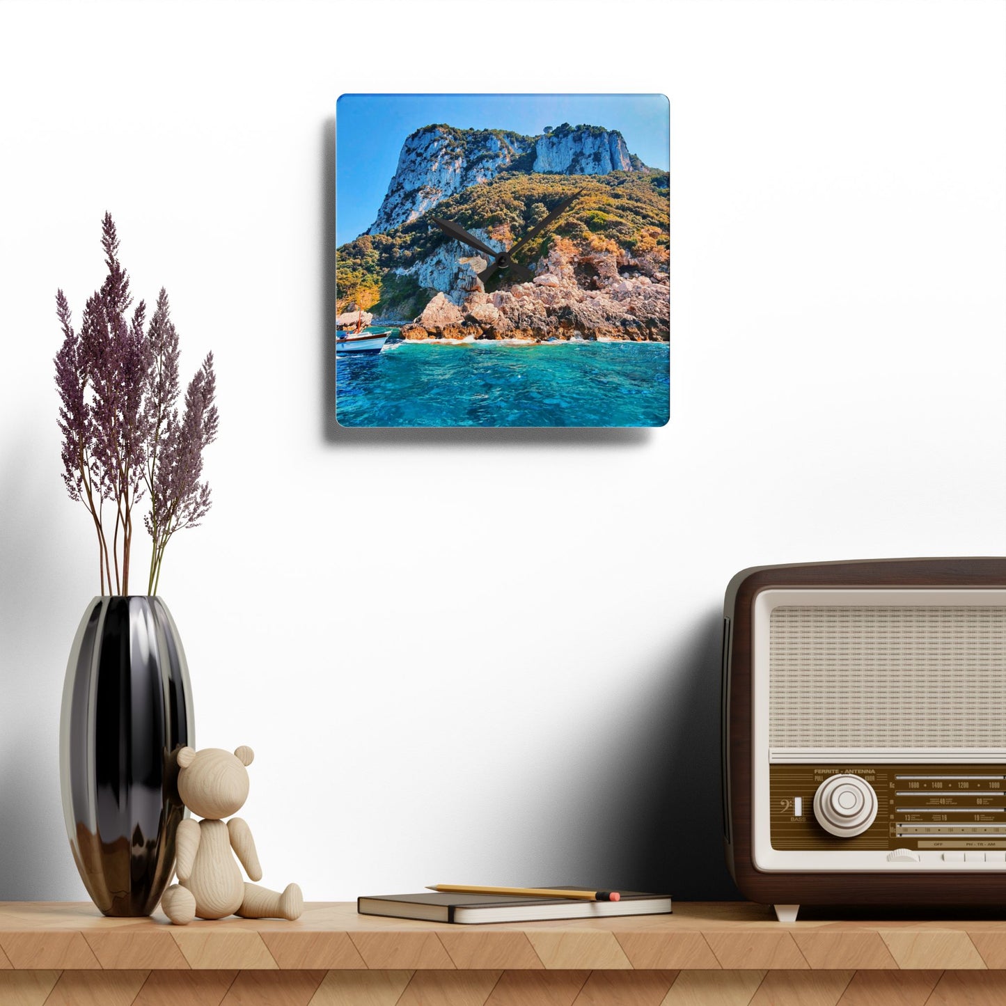 Capri Coastline - Acrylic Wall Clock